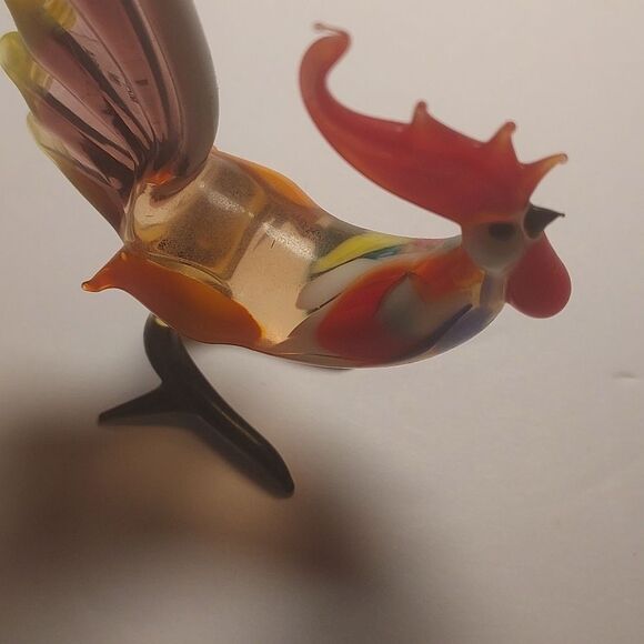Russian Handblown Art Glass Figurine Rooster Bird - Picture 10 of 12